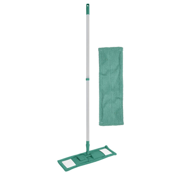 Vloerwisser microvezel - met steel - verstelbaar - vloertrekker - groen - met 1 extra dweil